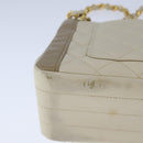 CHANEL Matelasse Chain Hand Bag Lamb Skin Beige Gold CC Auth bs21211-9