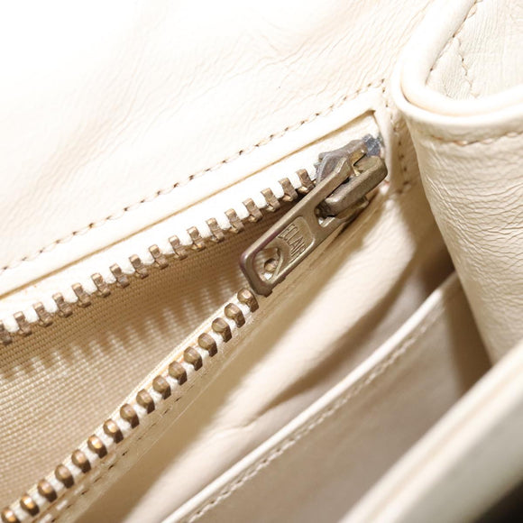 CHANEL Matelasse Chain Hand Bag Lamb Skin Beige Gold CC Auth bs21211