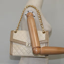 CHANEL Matelasse Chain Hand Bag Lamb Skin Beige Gold CC Auth bs21211-24