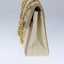 CHANEL Matelasse Chain Hand Bag Lamb Skin Beige Gold CC Auth bs21211-4