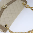 CHANEL Matelasse Chain Hand Bag Lamb Skin Beige Gold CC Auth bs21211-6