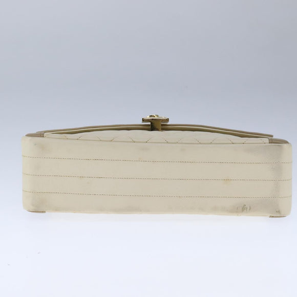 CHANEL Matelasse Chain Hand Bag Lamb Skin Beige Gold CC Auth bs21211