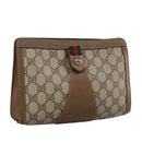 GUCCI GG Supreme Web Sherry Line Clutch Bag PVC Beige Red 89 01 032 Auth bs21276-1