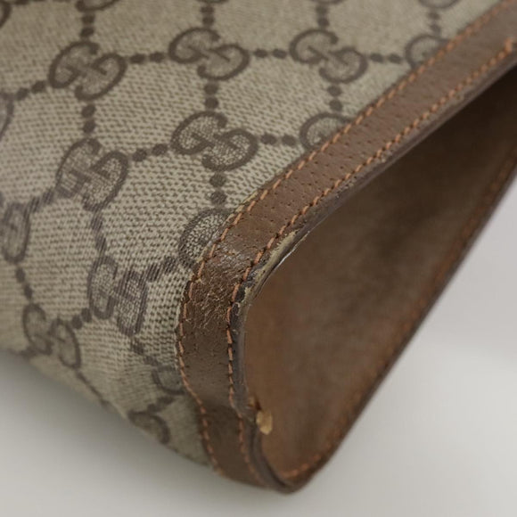 GUCCI GG Supreme Web Sherry Line Clutch Bag PVC Beige Red 89 01 032 Auth bs21276