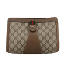 GUCCI GG Supreme Web Sherry Line Clutch Bag PVC Beige Red 89 01 032 Auth bs21276-2