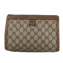 GUCCI GG Supreme Web Sherry Line Clutch Bag PVC Beige Red 89 01 032 Auth bs21276-3