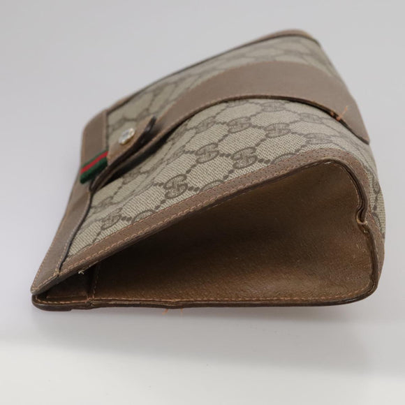 GUCCI GG Supreme Web Sherry Line Clutch Bag PVC Beige Red 89 01 032 Auth bs21276