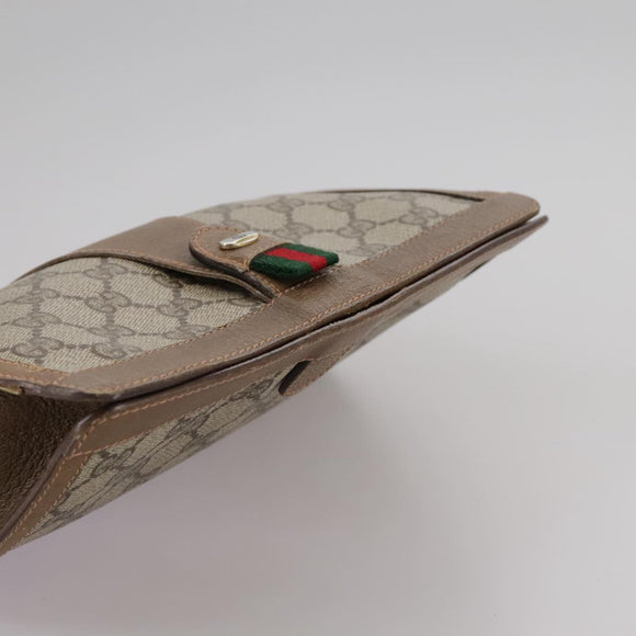 GUCCI GG Supreme Web Sherry Line Clutch Bag PVC Beige Red 89 01 032 Auth bs21276