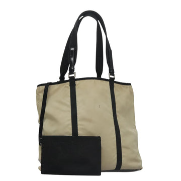 PRADA Tote Bag Nylon Beige Auth bs21295