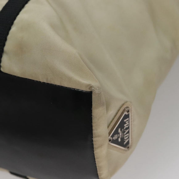 PRADA Tote Bag Nylon Beige Auth bs21295