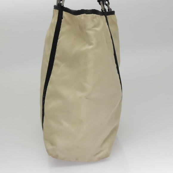 PRADA Tote Bag Nylon Beige Auth bs21295