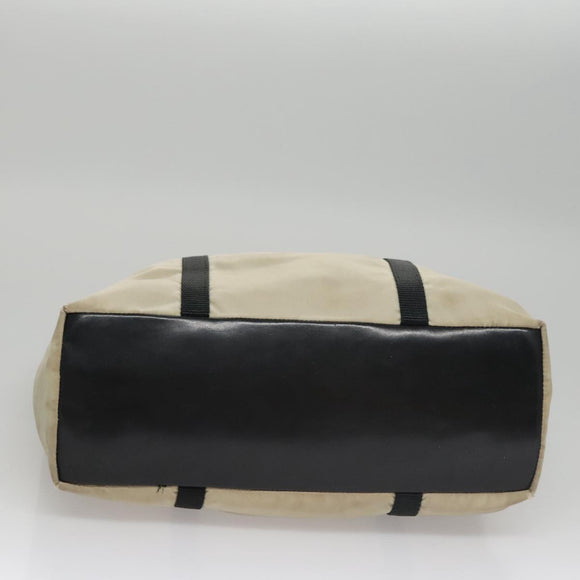 PRADA Tote Bag Nylon Beige Auth bs21295