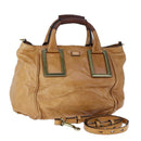 Chloe Etel Hand Bag Leather 2way Brown Gold Auth bs21307-1