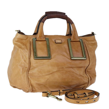 Chloe Etel Hand Bag Leather 2way Brown Gold Auth bs21307
