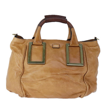 Chloe Etel Hand Bag Leather 2way Brown Gold Auth bs21307 - 0