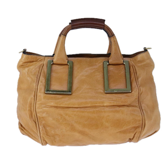 Chloe Etel Hand Bag Leather 2way Brown Gold Auth bs21307