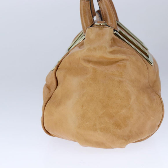 Chloe Etel Hand Bag Leather 2way Brown Gold Auth bs21307