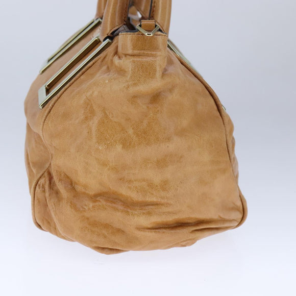 Chloe Etel Hand Bag Leather 2way Brown Gold Auth bs21307