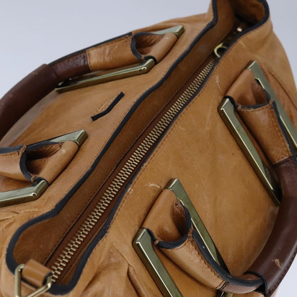 Chloe Etel Hand Bag Leather 2way Brown Gold Auth bs21307