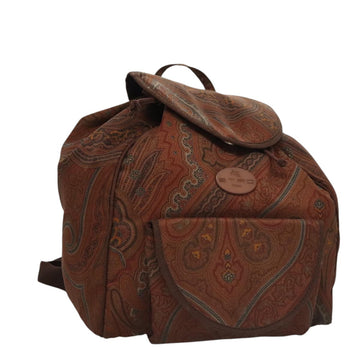 ETRO Paisley Backpack Nylon Brown Gold Auth bs21317