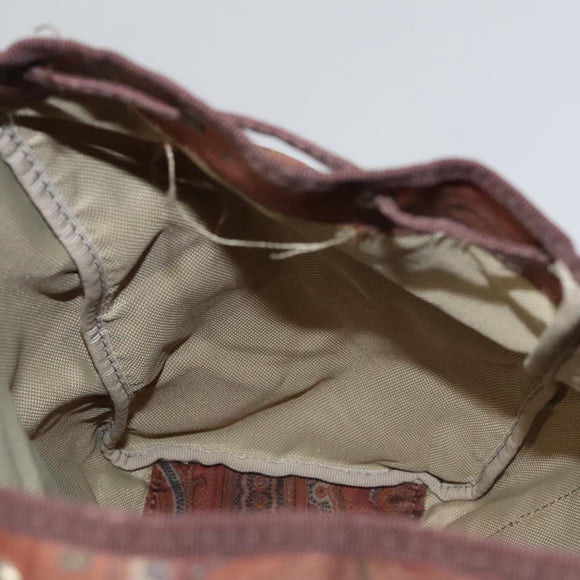 ETRO Paisley Backpack Nylon Brown Gold Auth bs21317