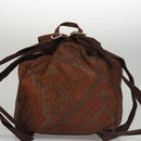ETRO Paisley Backpack Nylon Brown Gold Auth bs21317-2