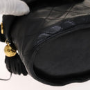 CHANEL Matelasse Shoulder Bag Lamb Skin Gold Black CC Auth bs21318-12