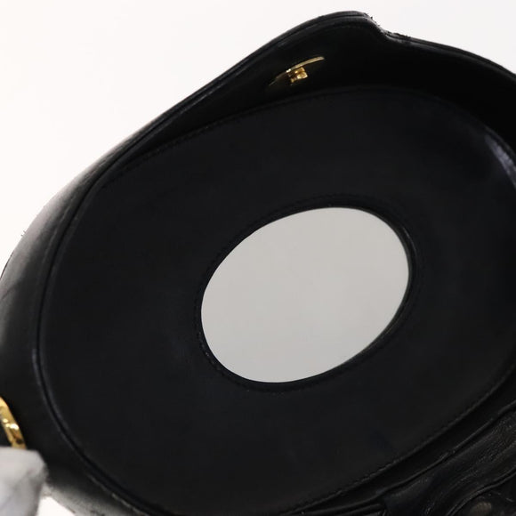 CHANEL Matelasse Shoulder Bag Lamb Skin Gold Black CC Auth bs21318