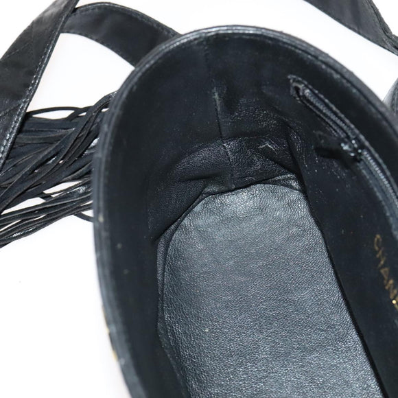 CHANEL Matelasse Shoulder Bag Lamb Skin Gold Black CC Auth bs21318