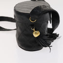 CHANEL Matelasse Shoulder Bag Lamb Skin Gold Black CC Auth bs21318-5