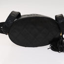 CHANEL Matelasse Shoulder Bag Lamb Skin Gold Black CC Auth bs21318-6