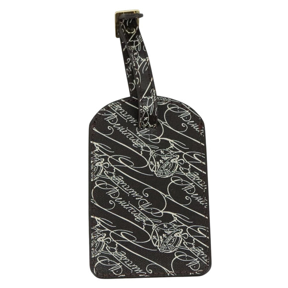Berluti Calligraphy Name Tag Leather Brown Auth bs21332