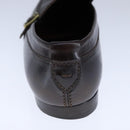 LOUIS VUITTON Driving Shoes Leather 6 1/2 Dark Brown LV Auth bs21343-14