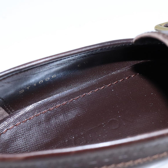 LOUIS VUITTON Driving Shoes Leather 6 1/2 Dark Brown LV Auth bs21343