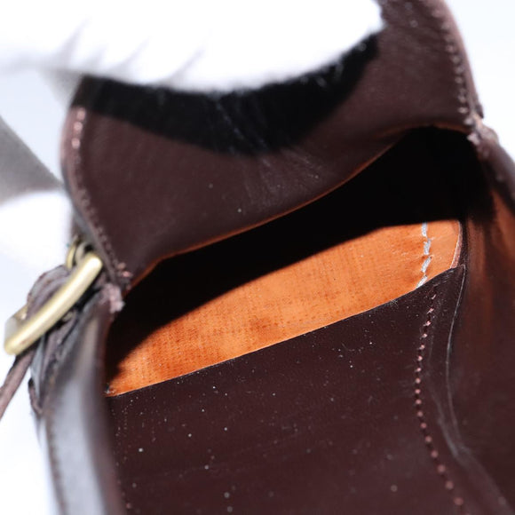 LOUIS VUITTON Driving Shoes Leather 6 1/2 Dark Brown LV Auth bs21343