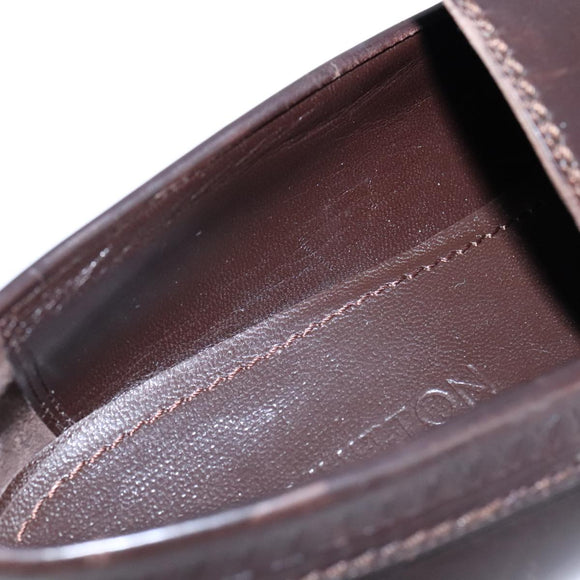 LOUIS VUITTON Driving Shoes Leather 6 1/2 Dark Brown LV Auth bs21343