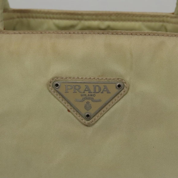 PRADA Hand Bag Nylon Beige Auth bs21346