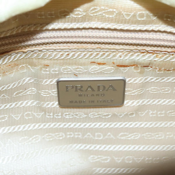 PRADA Hand Bag Nylon Beige Auth bs21346
