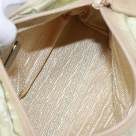 PRADA Hand Bag Nylon Beige Auth bs21346