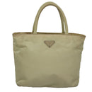 PRADA Hand Bag Nylon Beige Auth bs21346-13
