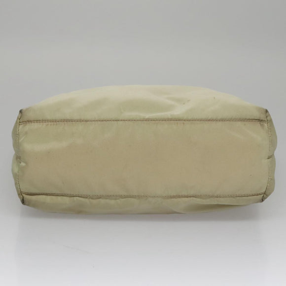 PRADA Hand Bag Nylon Beige Auth bs21346