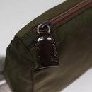 PRADA Pouch Nylon Khaki Silver Auth bs21351-9