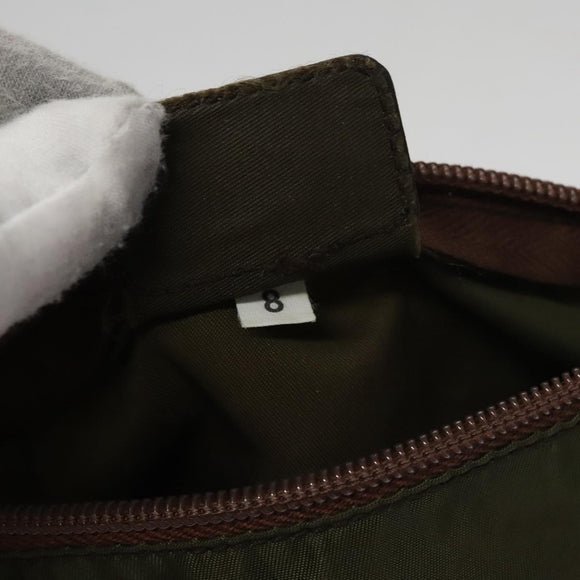 PRADA Pouch Nylon Khaki Silver Auth bs21351