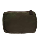 PRADA Pouch Nylon Khaki Silver Auth bs21351-2