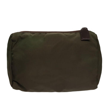 PRADA Pouch Nylon Khaki Silver Auth bs21351 - 0