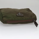 PRADA Pouch Nylon Khaki Silver Auth bs21351-5