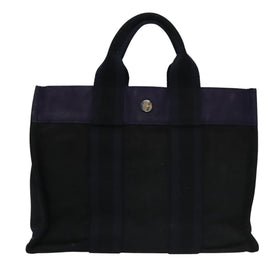 HERMES Fourre Tout PM Tote Bag Canvas Black Navy Auth bs21354 - 0