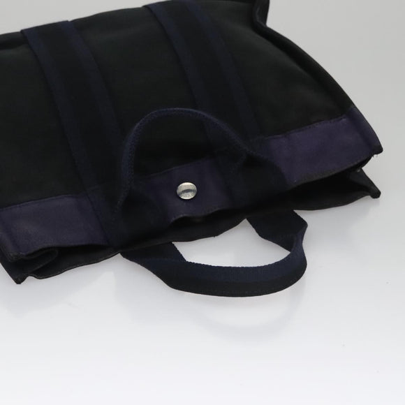 HERMES Fourre Tout PM Tote Bag Canvas Black Navy Auth bs21354