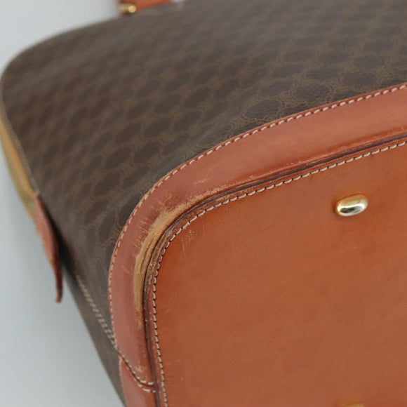 CELINE Macadam Canvas Hand Bag PVC Leather Brown Gold Auth bs21413