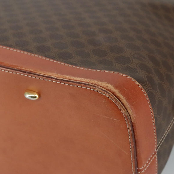 CELINE Macadam Canvas Hand Bag PVC Leather Brown Gold Auth bs21413